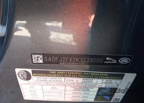 2019 Jaguar E-Pace S z USA, uszkodzony, nr VIN SADFJ2FX2K1Z39000